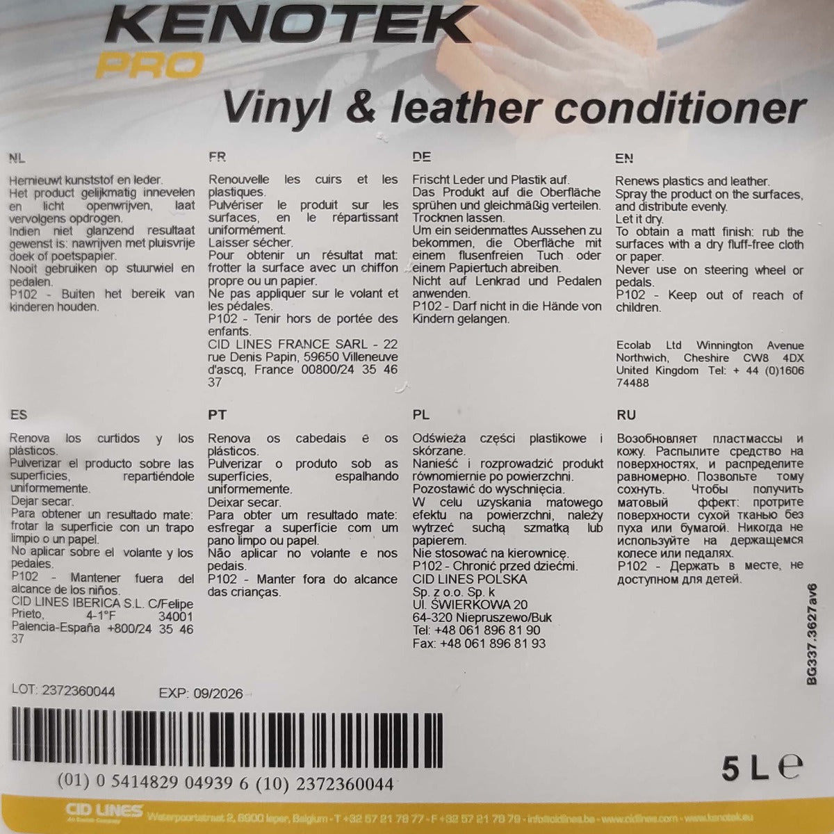 KENOTEK CONDICIONADOR DE VINIL E COURO 5L